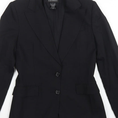 Club Monaco Women’s Black Size 8 Wool Blend Tailored Blazer Jacket