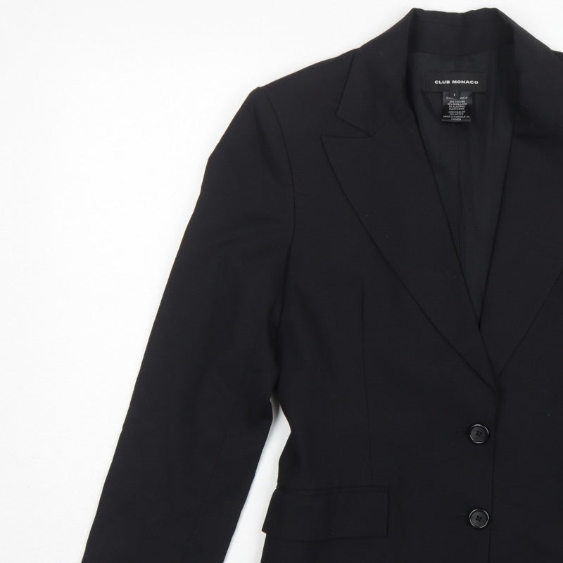 Club Monaco Women’s Black Size 8 Wool Blend Tailored Blazer Jacket