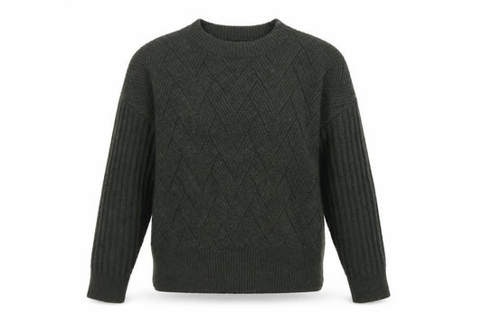 Marks and Spencer Women Green L Chunky Knit Crew Neck Jumper