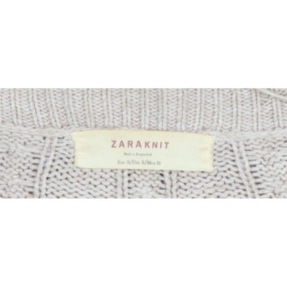 Zara Knit Women’s Beige UK 8 Cable Knit V-Neck Longline Cardigan