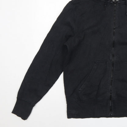 Nike Men Black L Full Zip Hooded Logo Hoodie