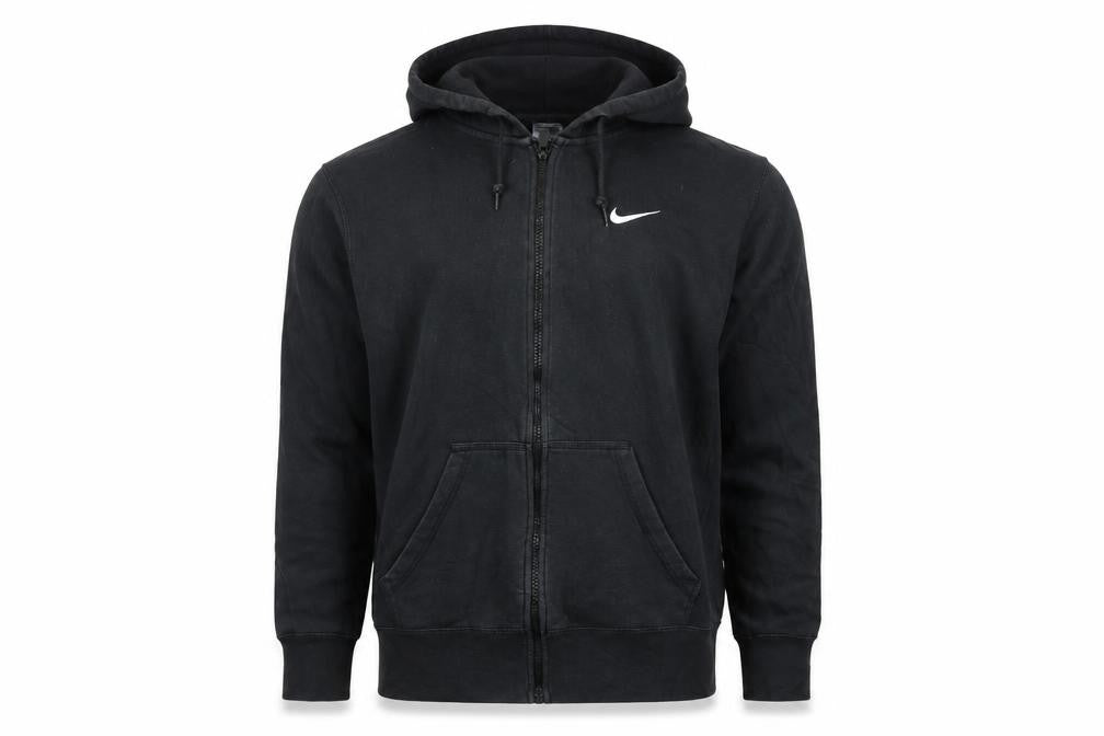 Nike Men Black L Full Zip Hooded Logo Hoodie