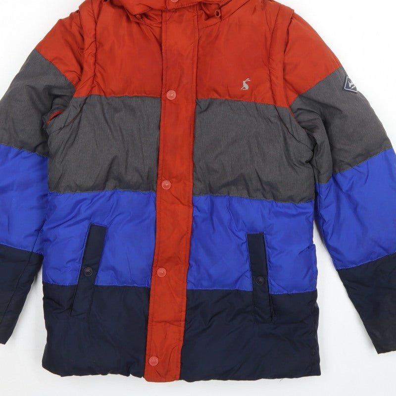 Joules Boys Multicoloured 11 Years Colourblock Hooded Puffer Jacket