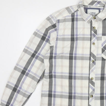 Weird Fish Men's Multicoloured Plaid Cotton Button-Up Shirt L