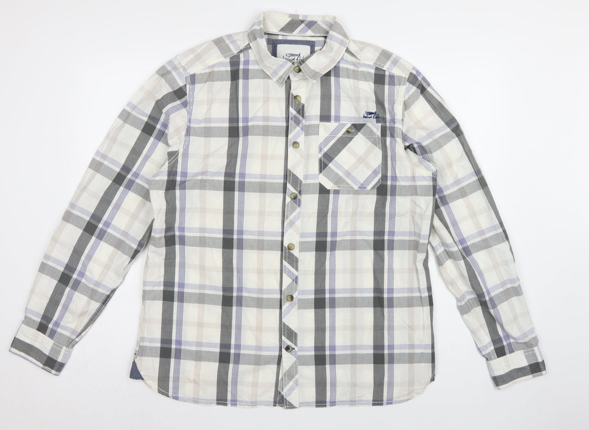 Weird Fish Men's Multicoloured Plaid Cotton Button-Up Shirt L