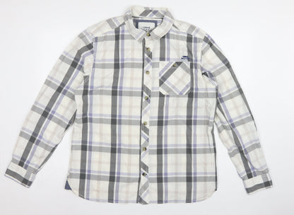 Weird Fish Men's Multicoloured Plaid Cotton Button-Up Shirt L