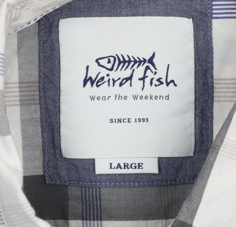 Weird Fish Men's Multicoloured Plaid Cotton Button-Up Shirt L