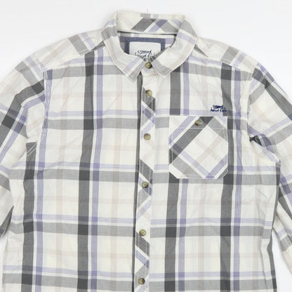 Weird Fish Men's Multicoloured Plaid Cotton Button-Up Shirt L