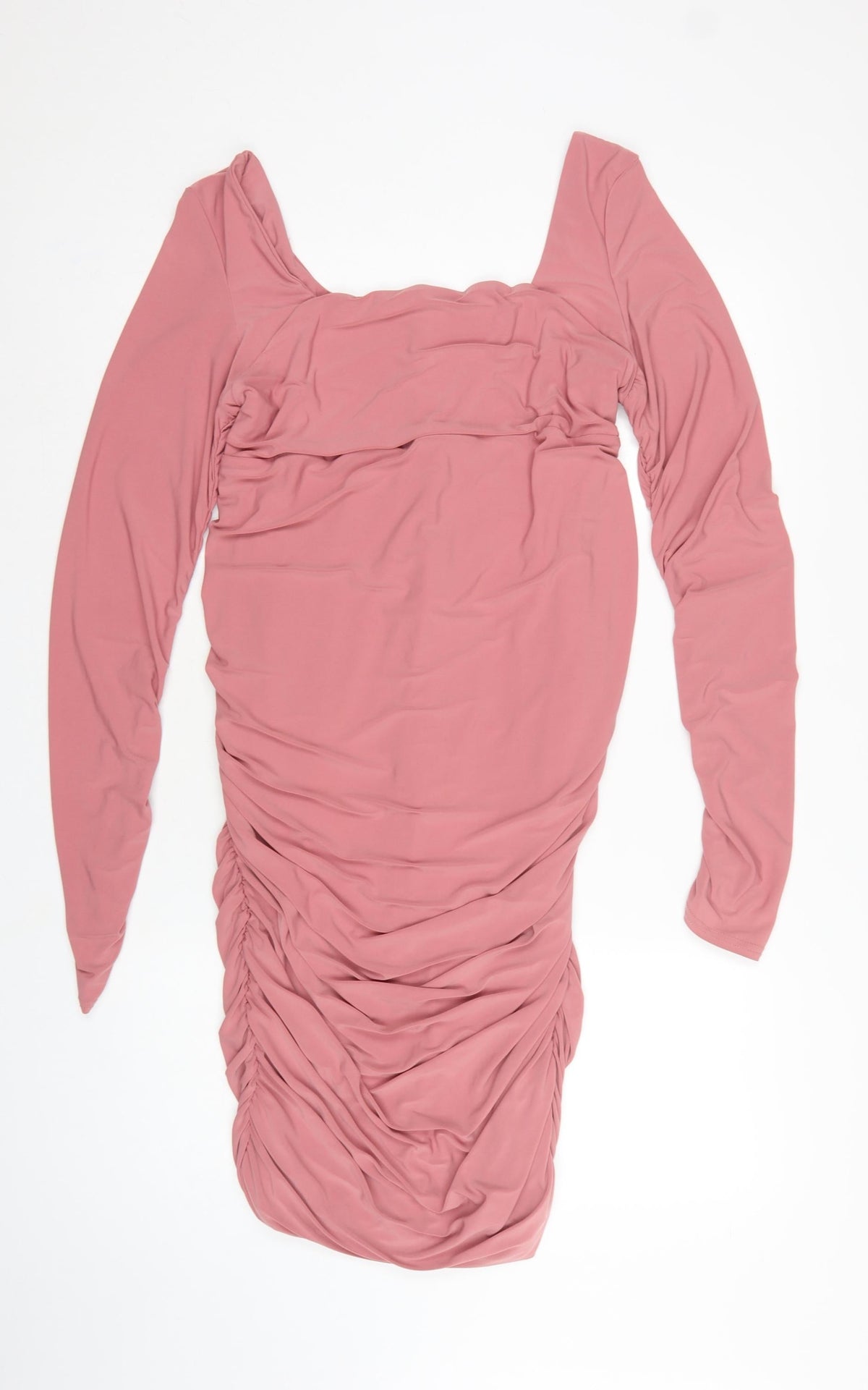Club L London Women Pink UK 16 Ruched Bodycon Knee Dress