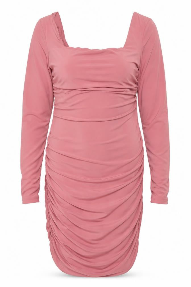 Club L London Women Pink UK 16 Ruched Bodycon Knee Dress