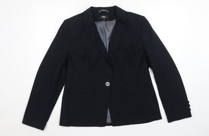 Marks & Spencer Women Blue Pinstripe Blazer UK 16 Tailored Lined