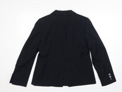 Marks & Spencer Women Blue Pinstripe Blazer UK 16 Tailored Lined