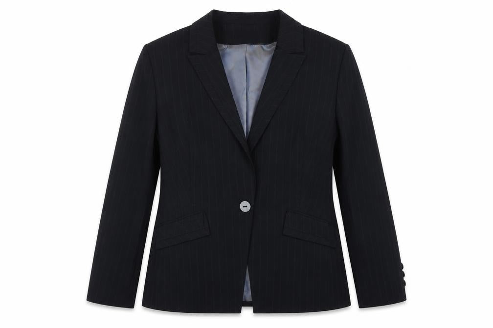 Marks & Spencer Women Blue Pinstripe Blazer UK 16 Tailored Lined