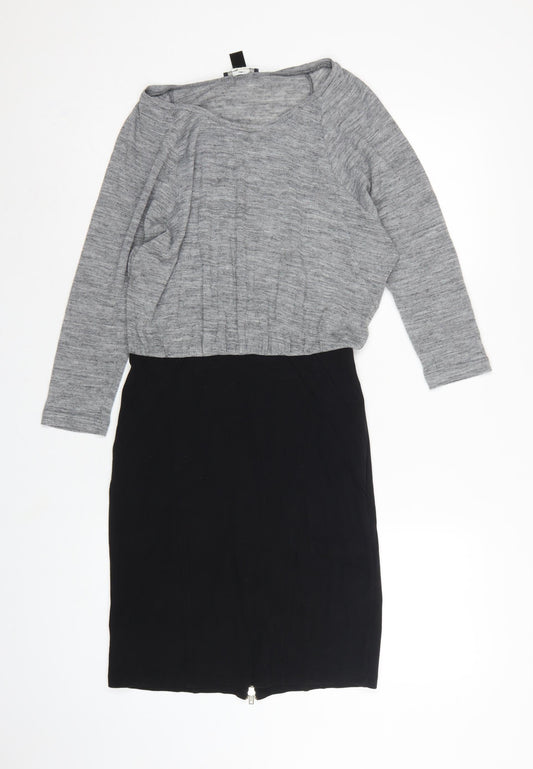 Mango Suit Women’s Grey Black M Jumper Dress Long Sleeve Zip