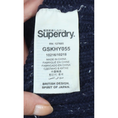 Superdry Women’s Blue M Cable Knit Crew Neck Wool Blend Jumper