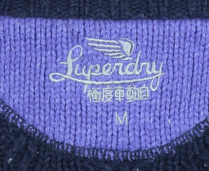 Superdry Women’s Blue M Cable Knit Crew Neck Wool Blend Jumper