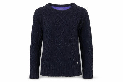 Superdry Women’s Blue M Cable Knit Crew Neck Wool Blend Jumper