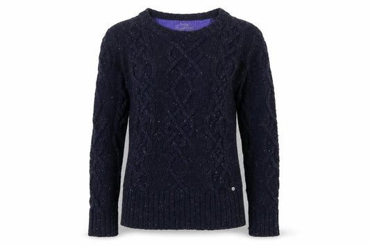 Superdry Women’s Blue M Cable Knit Crew Neck Wool Blend Jumper