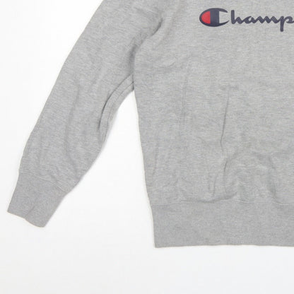 Champion Men's Grey Medium Crew Neck Logo Fleece Sweatshirt
