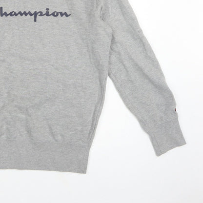 Champion Men's Grey Medium Crew Neck Logo Fleece Sweatshirt