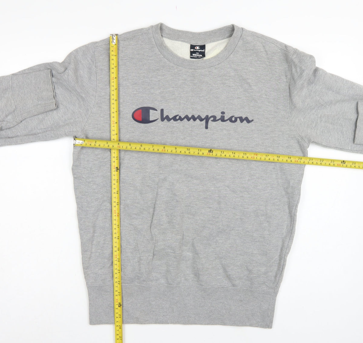 Champion Men's Grey Medium Crew Neck Logo Fleece Sweatshirt