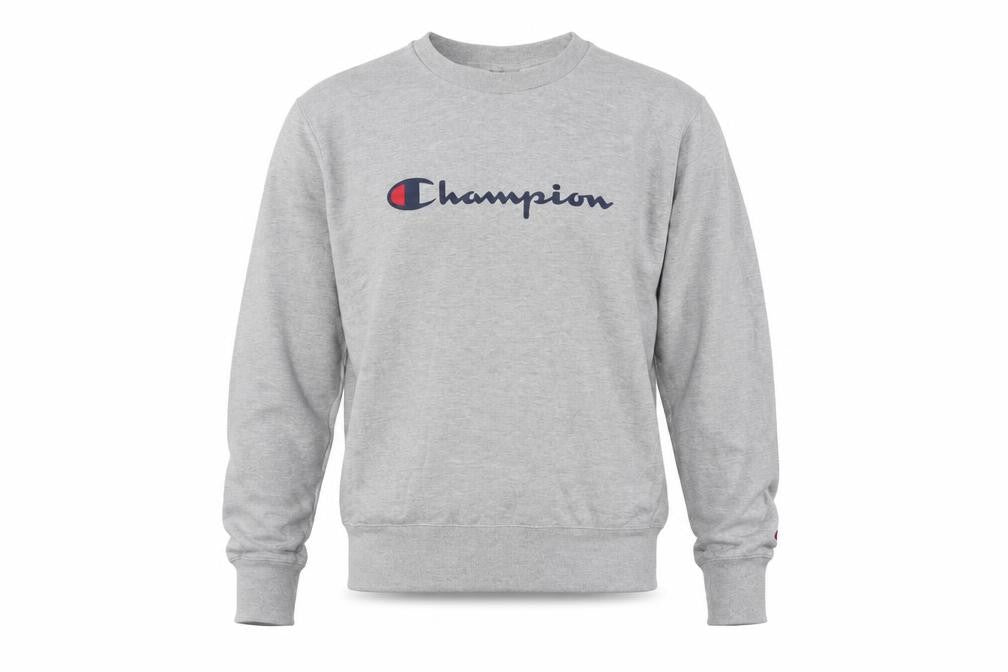 Champion Men's Grey Medium Crew Neck Logo Fleece Sweatshirt