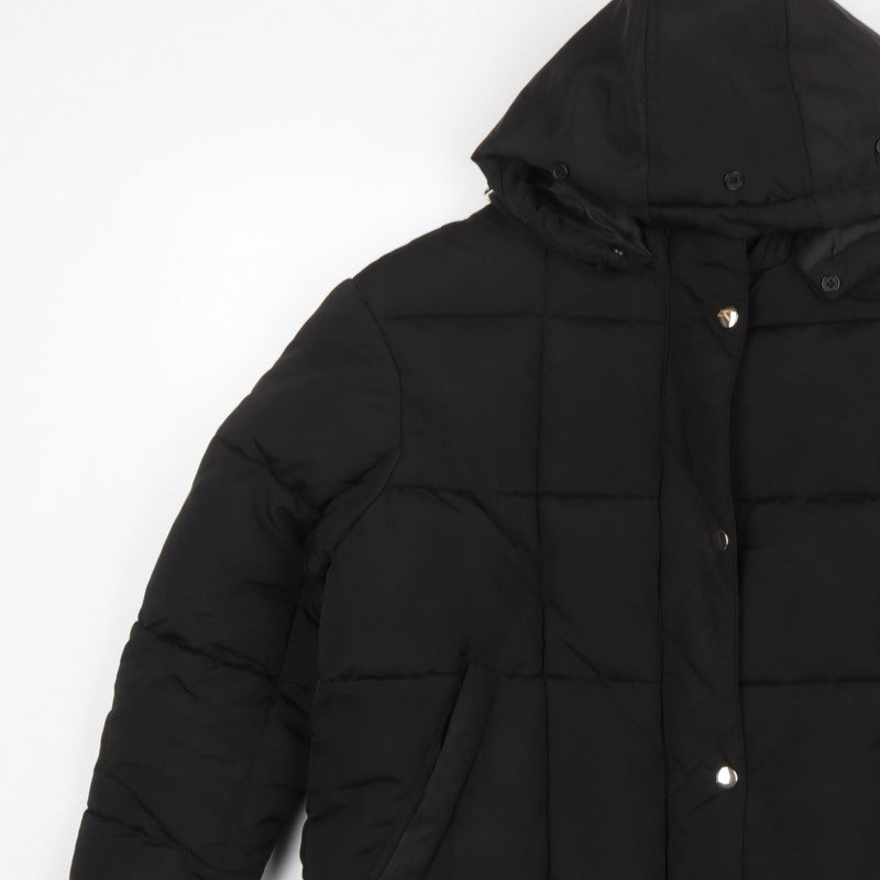 Topshop Women’s Black UK 12 Hooded Quilted Puffer Jacket
