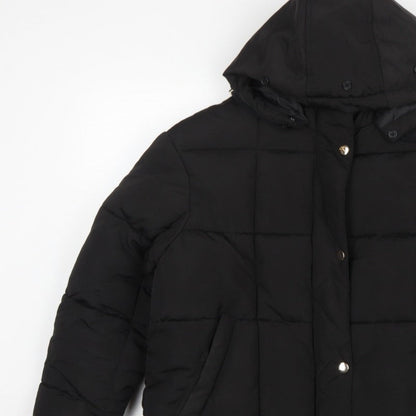 Topshop Women’s Black UK 12 Hooded Quilted Puffer Jacket