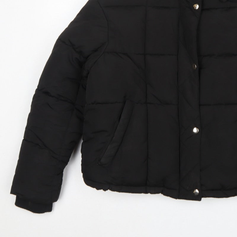 Topshop Women’s Black UK 12 Hooded Quilted Puffer Jacket