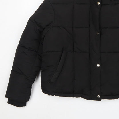 Topshop Women’s Black UK 12 Hooded Quilted Puffer Jacket