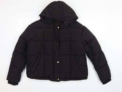 Topshop Women’s Black UK 12 Hooded Quilted Puffer Jacket
