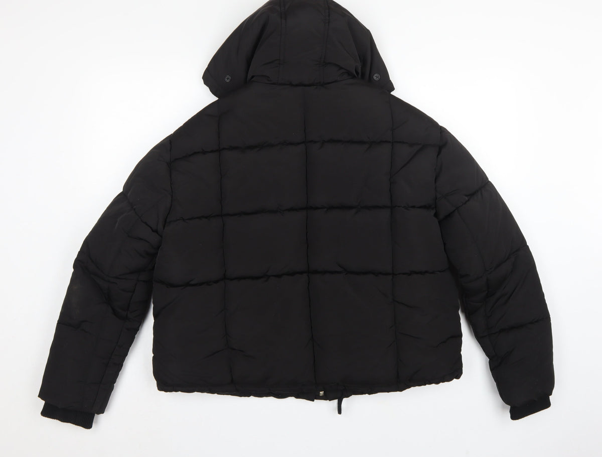 Topshop Women’s Black UK 12 Hooded Quilted Puffer Jacket