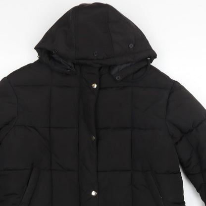 Topshop Women’s Black UK 12 Hooded Quilted Puffer Jacket