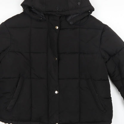 Topshop Women’s Black UK 12 Hooded Quilted Puffer Jacket