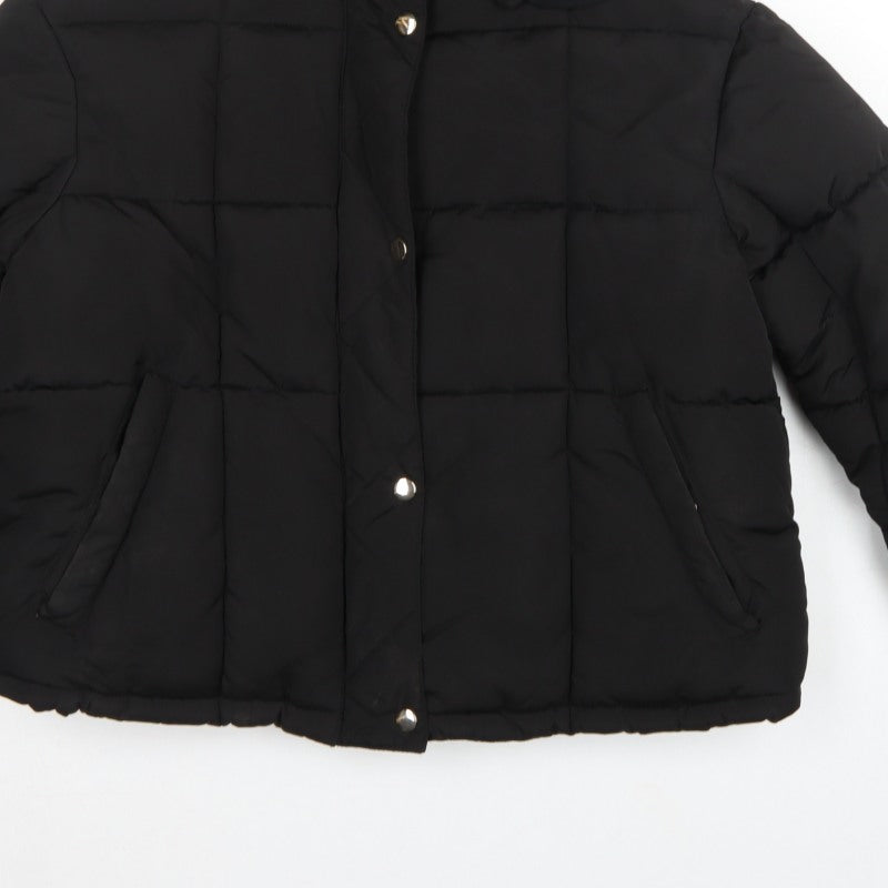 Topshop Women’s Black UK 12 Hooded Quilted Puffer Jacket