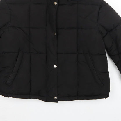 Topshop Women’s Black UK 12 Hooded Quilted Puffer Jacket