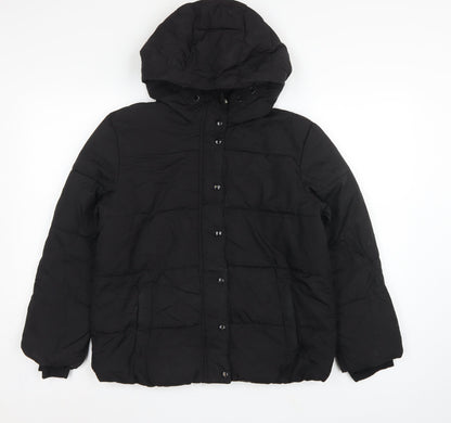 GAP Kids Girls Black XL 12-13 Years Hooded Puffer Jacket Water Resistant