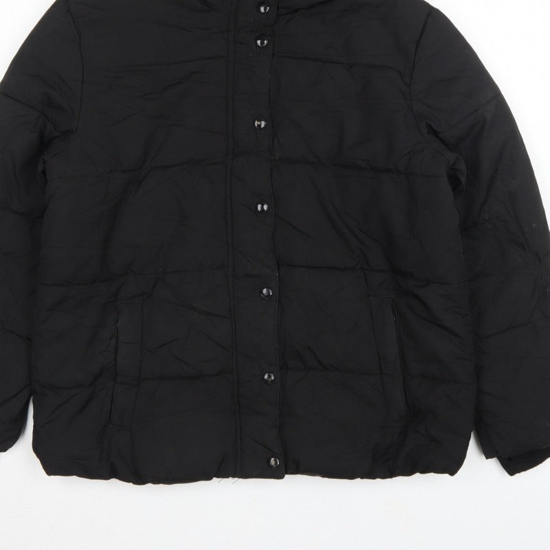 GAP Kids Girls Black XL 12-13 Years Hooded Puffer Jacket Water Resistant