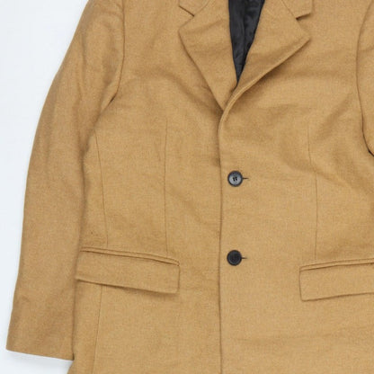 Zara Women Brown Wool Blend Long Overcoat Size M Classic Button Coat
