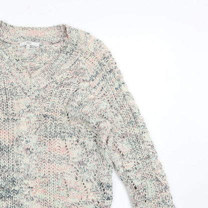 Next Women Multicoloured Cable Knit Jumper M Long Sleeve Cotton Blend