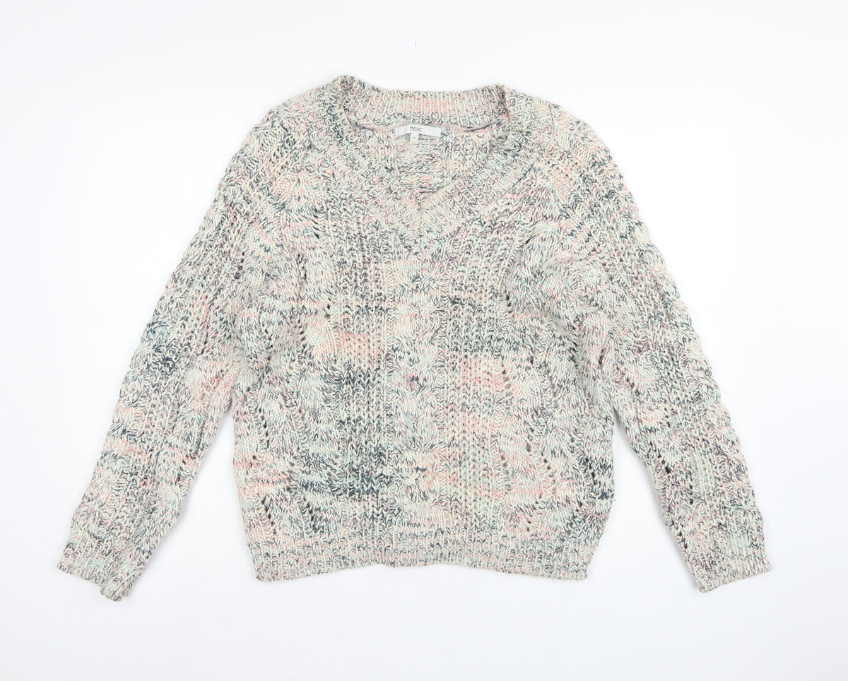 Next Women Multicoloured Cable Knit Jumper M Long Sleeve Cotton Blend