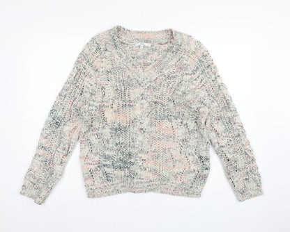Next Women Multicoloured Cable Knit Jumper M Long Sleeve Cotton Blend