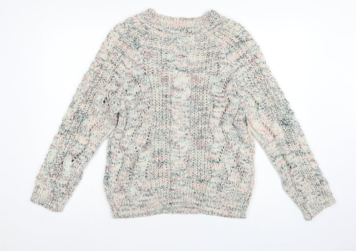 Next Women Multicoloured Cable Knit Jumper M Long Sleeve Cotton Blend