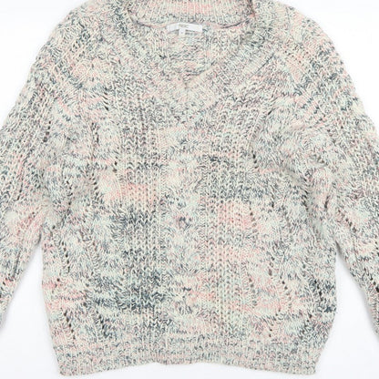 Next Women Multicoloured Cable Knit Jumper M Long Sleeve Cotton Blend