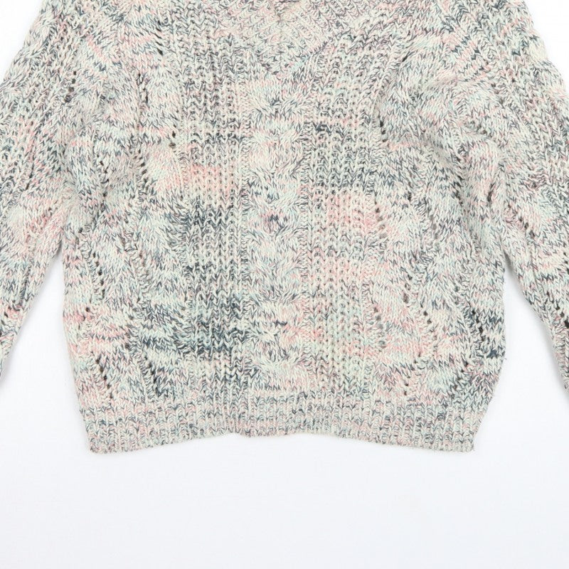 Next Women Multicoloured Cable Knit Jumper M Long Sleeve Cotton Blend