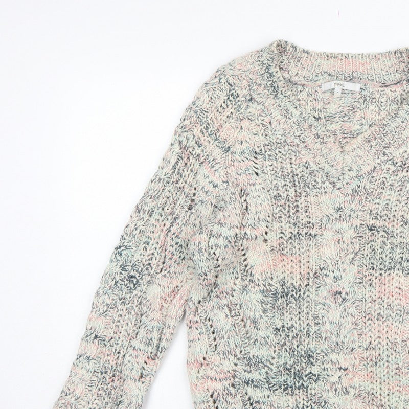 Next Women Multicoloured Cable Knit Jumper M Long Sleeve Cotton Blend