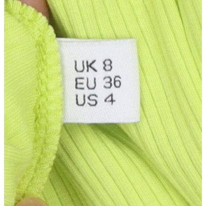 Collusion Women Yellow UK 8 Bodycon Ribbed Backless Mock Neck Dress