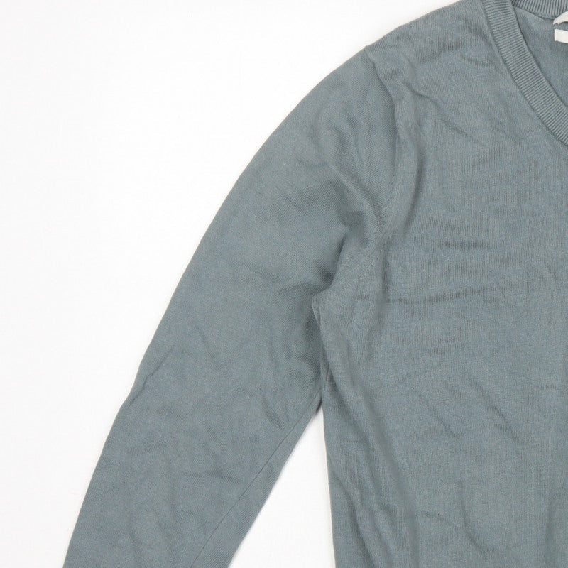 Marks and Spencer Men’s Grey M V-Neck Pure Cotton Pullover Jumper