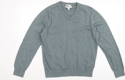 Marks and Spencer Men’s Grey M V-Neck Pure Cotton Pullover Jumper