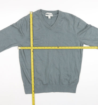Marks and Spencer Men’s Grey M V-Neck Pure Cotton Pullover Jumper